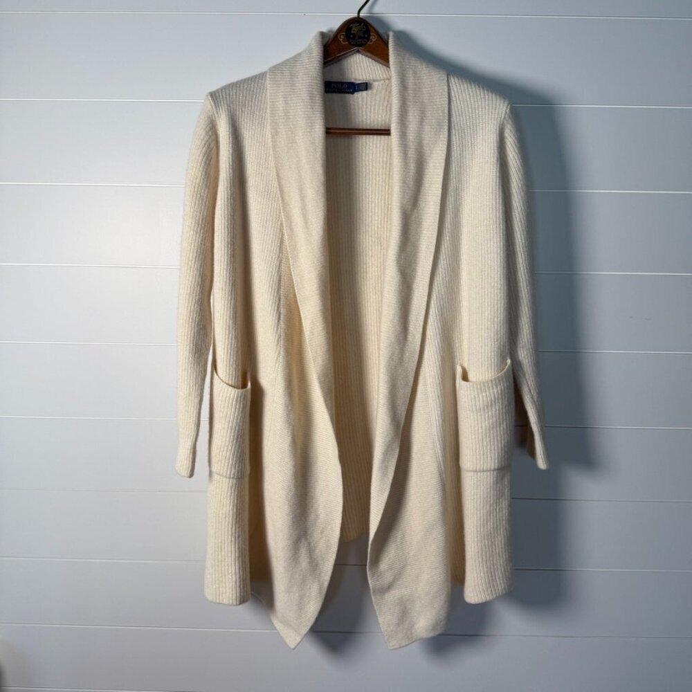 POLO RALPH LAUREN OPEN FRONT CARDIGAN - WOOL/CASHMERE BLEND Sz Large